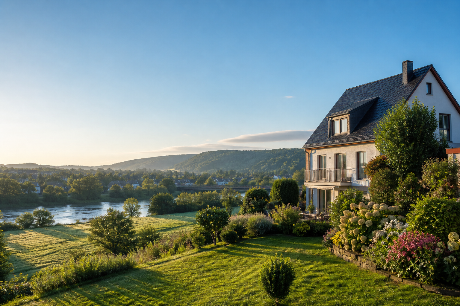 Helles Wohnhaus in grüner Hennefer Umgebung